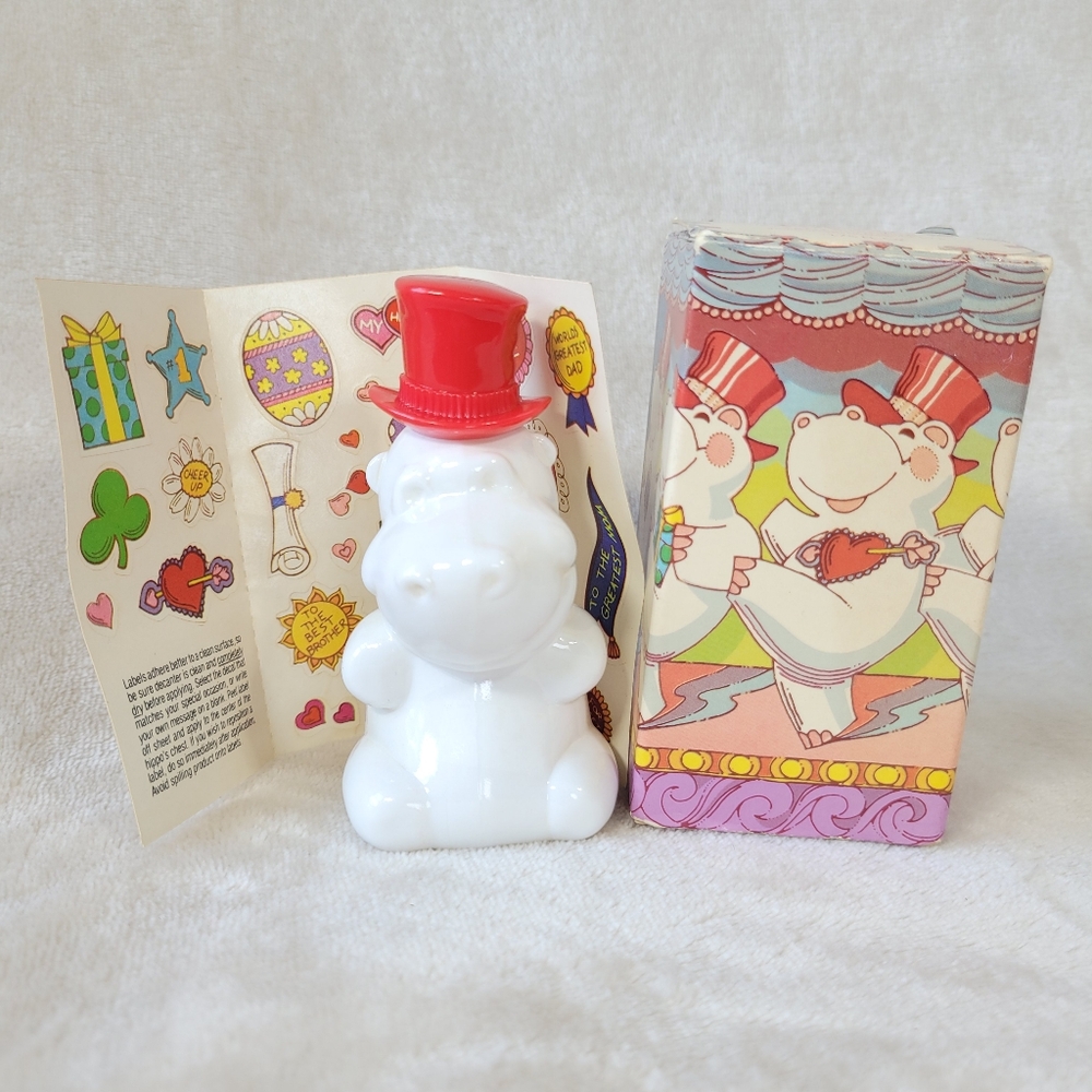 Vintage Avon Huggable Hippo calogne bottle new oldstock never used 1.75 0Z